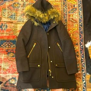 EUC J.Crew Chateau Parka in Heather Walnut Italian Stadium-cloth Wool Coat 10